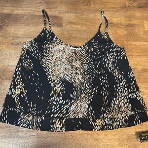Veronica M | Medium | Two Tier Camisole | Black w Multi-Color Graphic